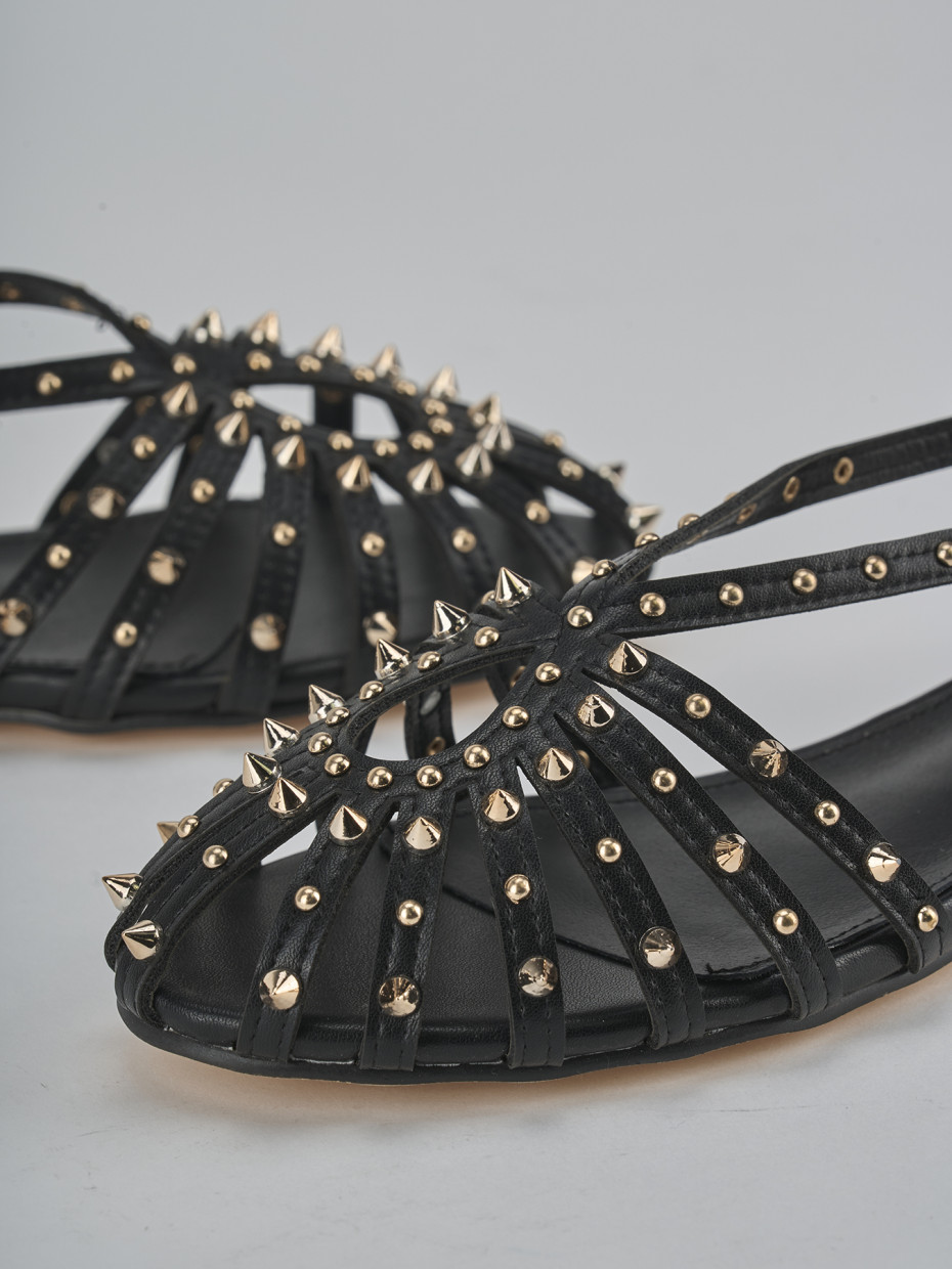 Sandali tacco 2cm pelle sostenib nero