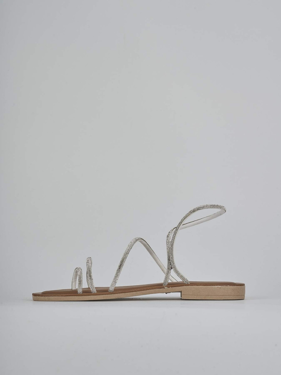 Sandalo tacco 1 cm argento pelle