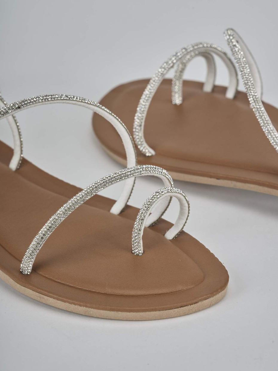 Sandalo tacco 1 cm argento pelle