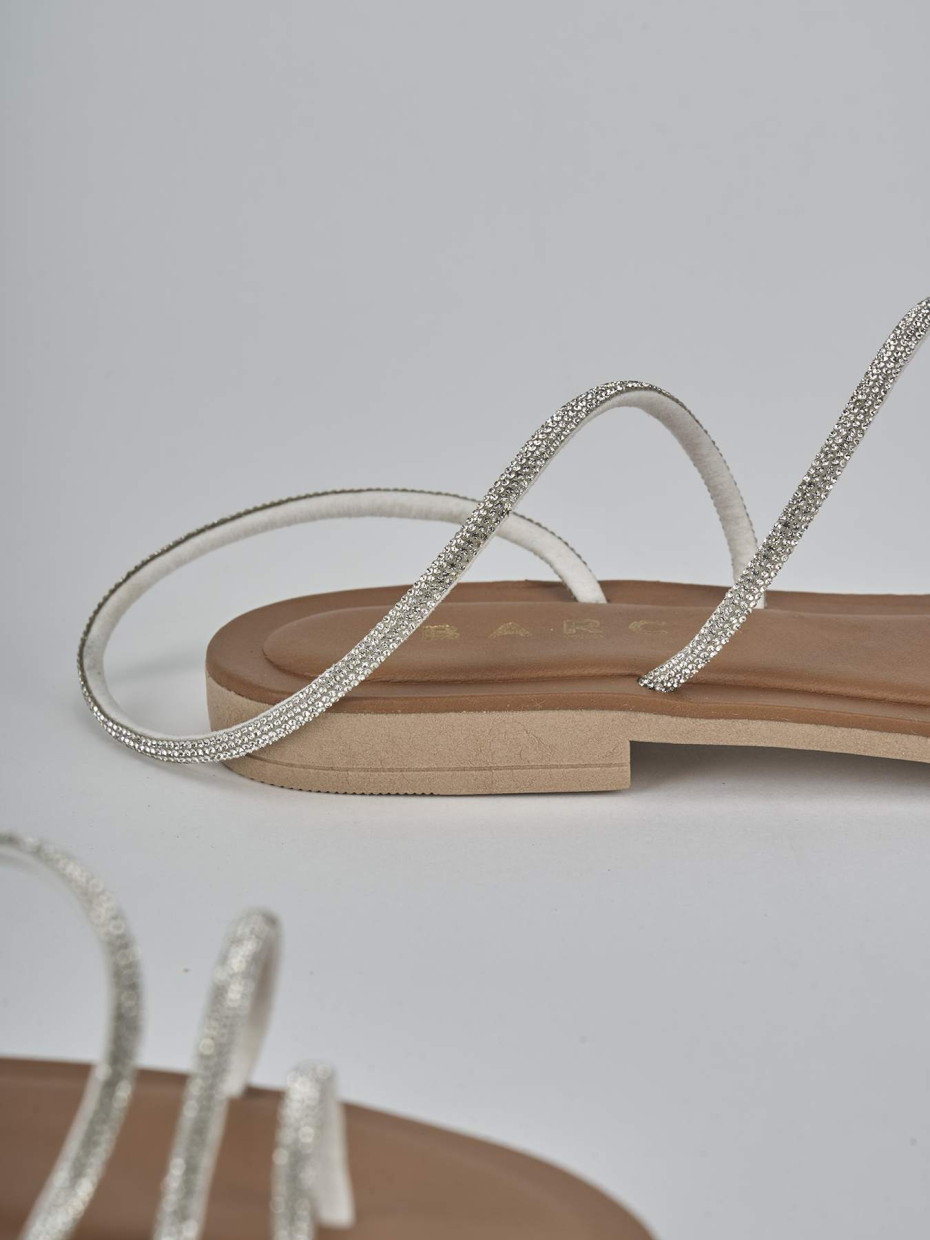Sandalo tacco 1 cm argento pelle