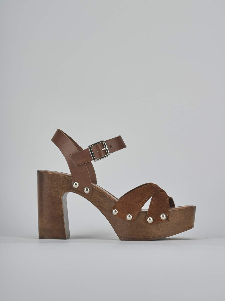 Sandali tacco 10cm camoscio marrone