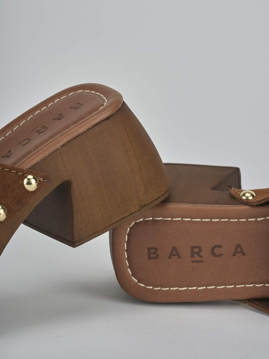 Ciabatte tacco 6cm camoscio marrone