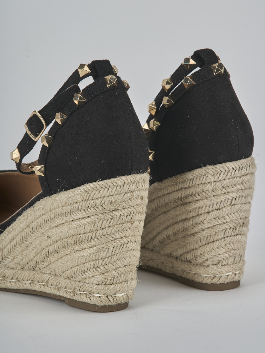 Espadrillas tacco 9cm cam. sosten nero