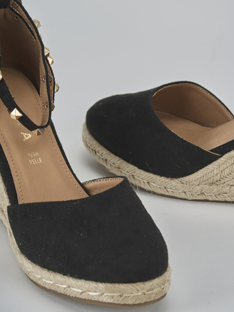 Espadrillas tacco 9cm cam. sosten nero