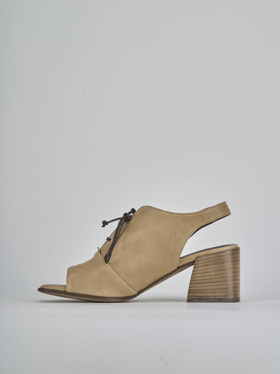 Sandali tacco 6cm pelle beige