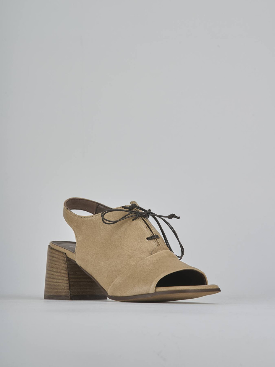 Sandali tacco 6cm pelle beige