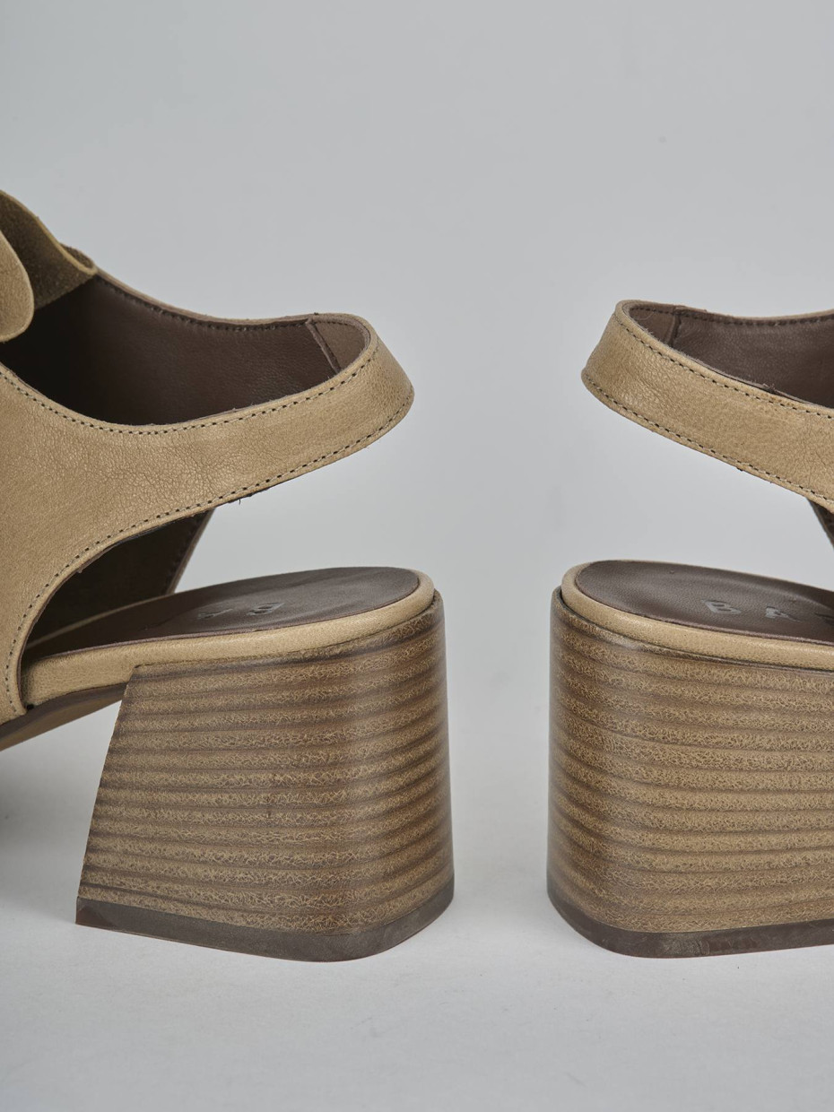 Sandali tacco 6cm pelle beige