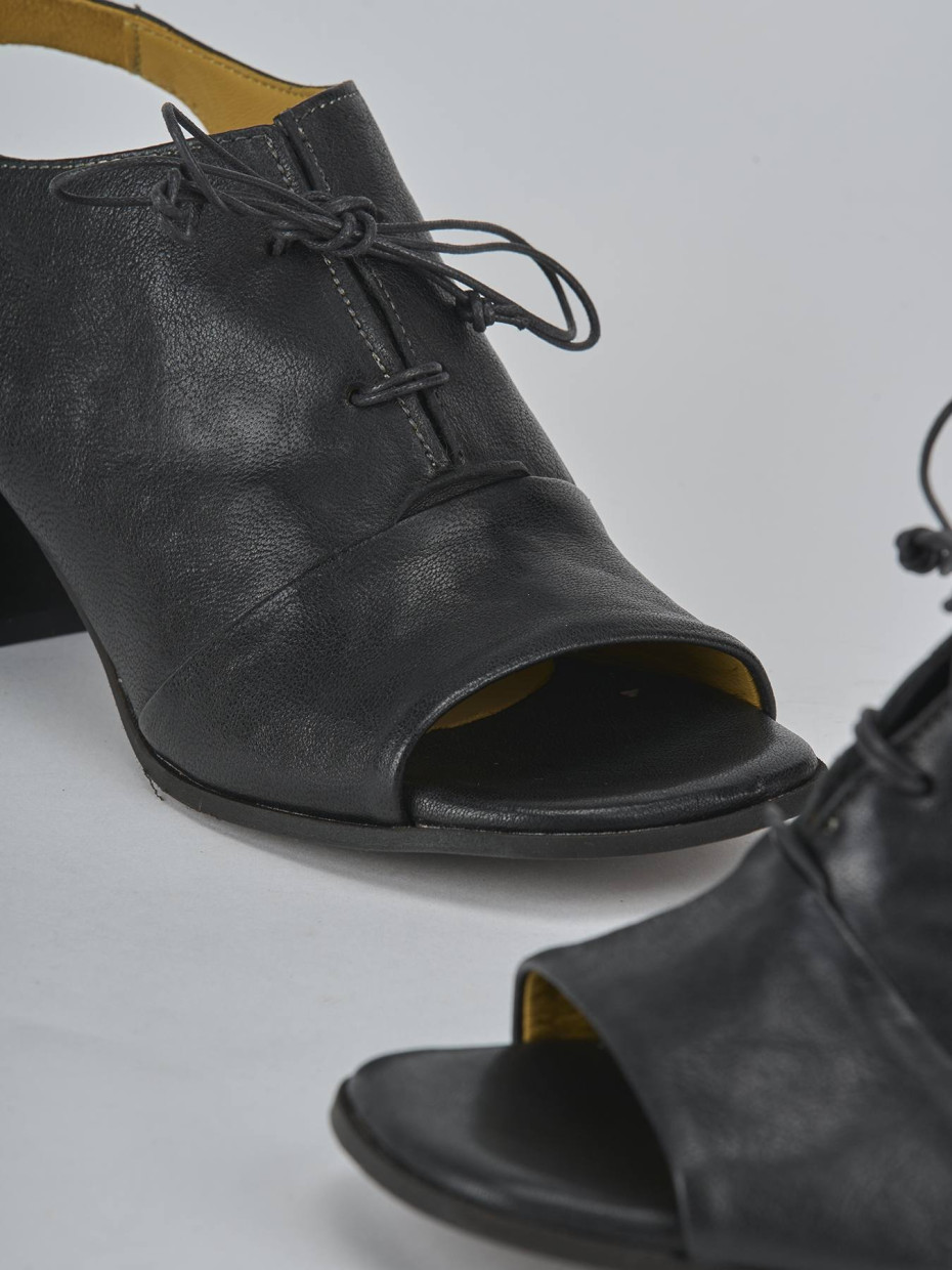 Sandali tacco 6cm pelle nero