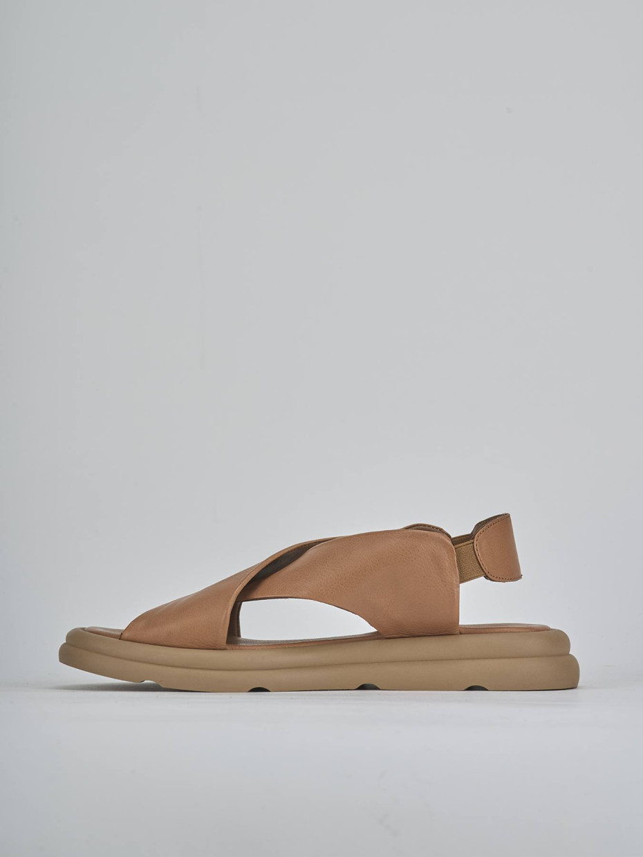 Sandali tacco 3cm pelle marrone