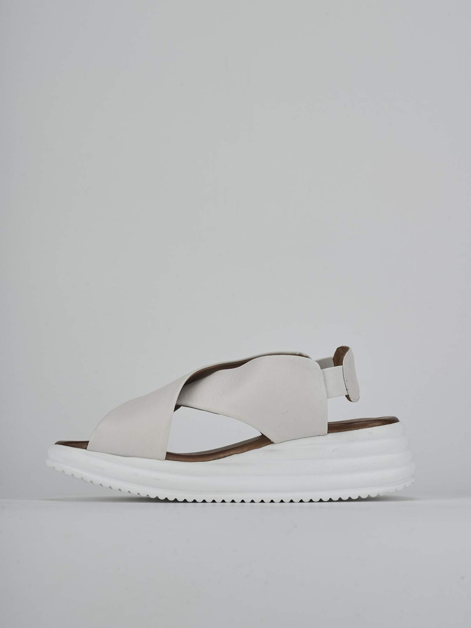 Sandali zeppa tacco 6cm pelle bianco
