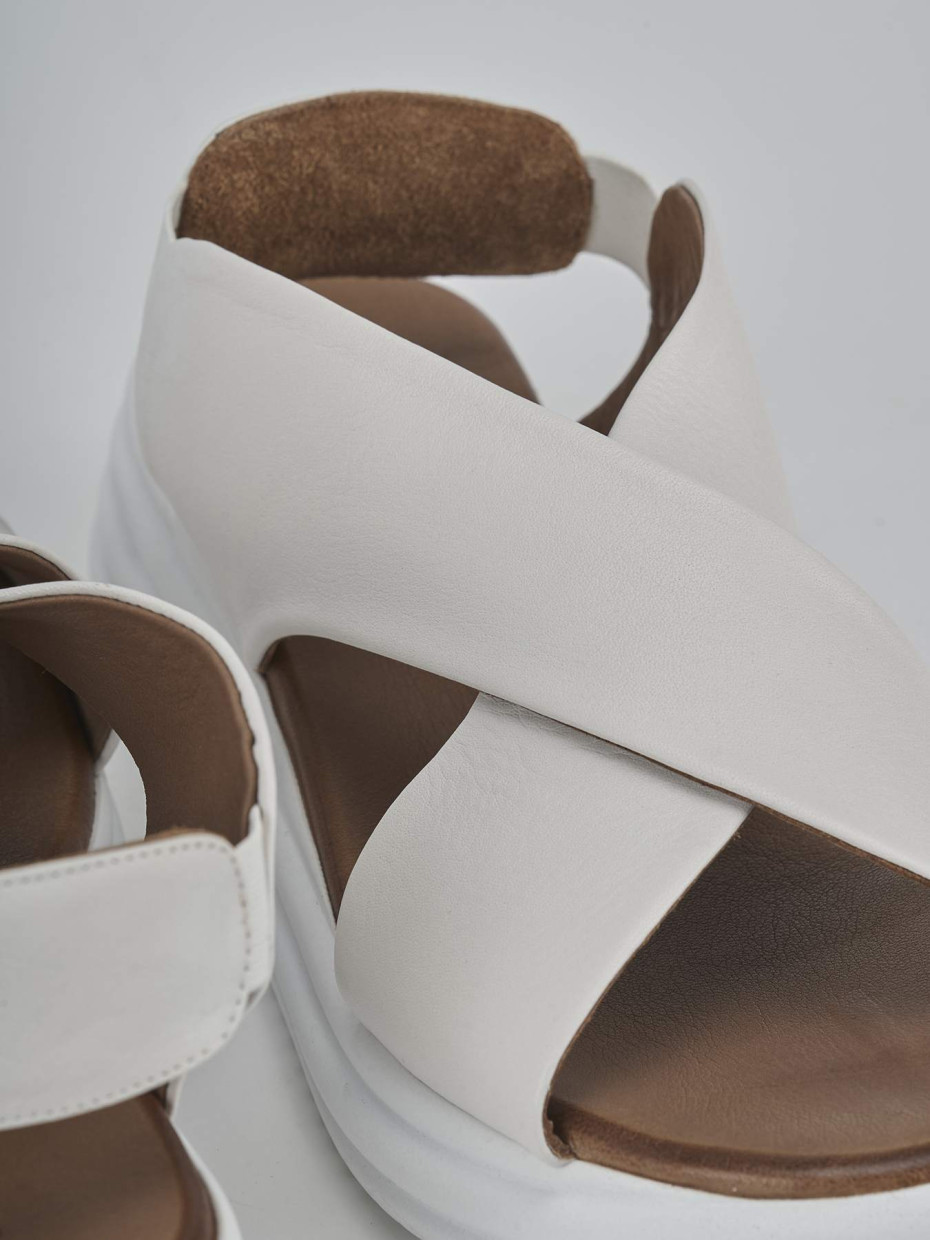 Sandali zeppa tacco 6cm pelle bianco