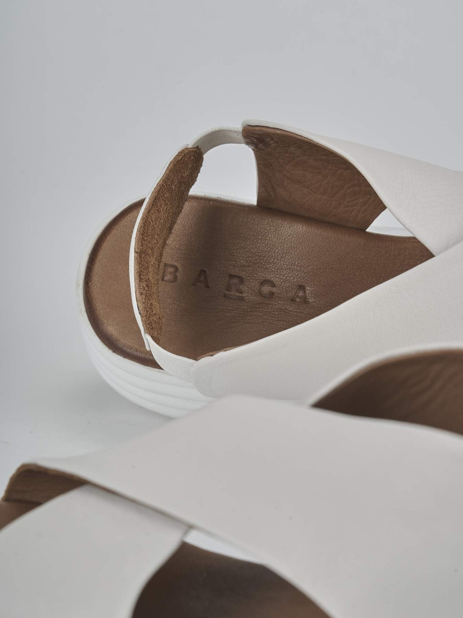Sandali zeppa tacco 6cm pelle bianco