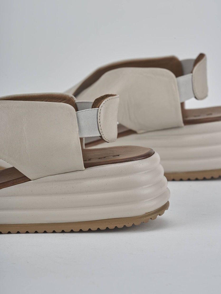 Sandali zeppa tacco 6cm pelle grigio