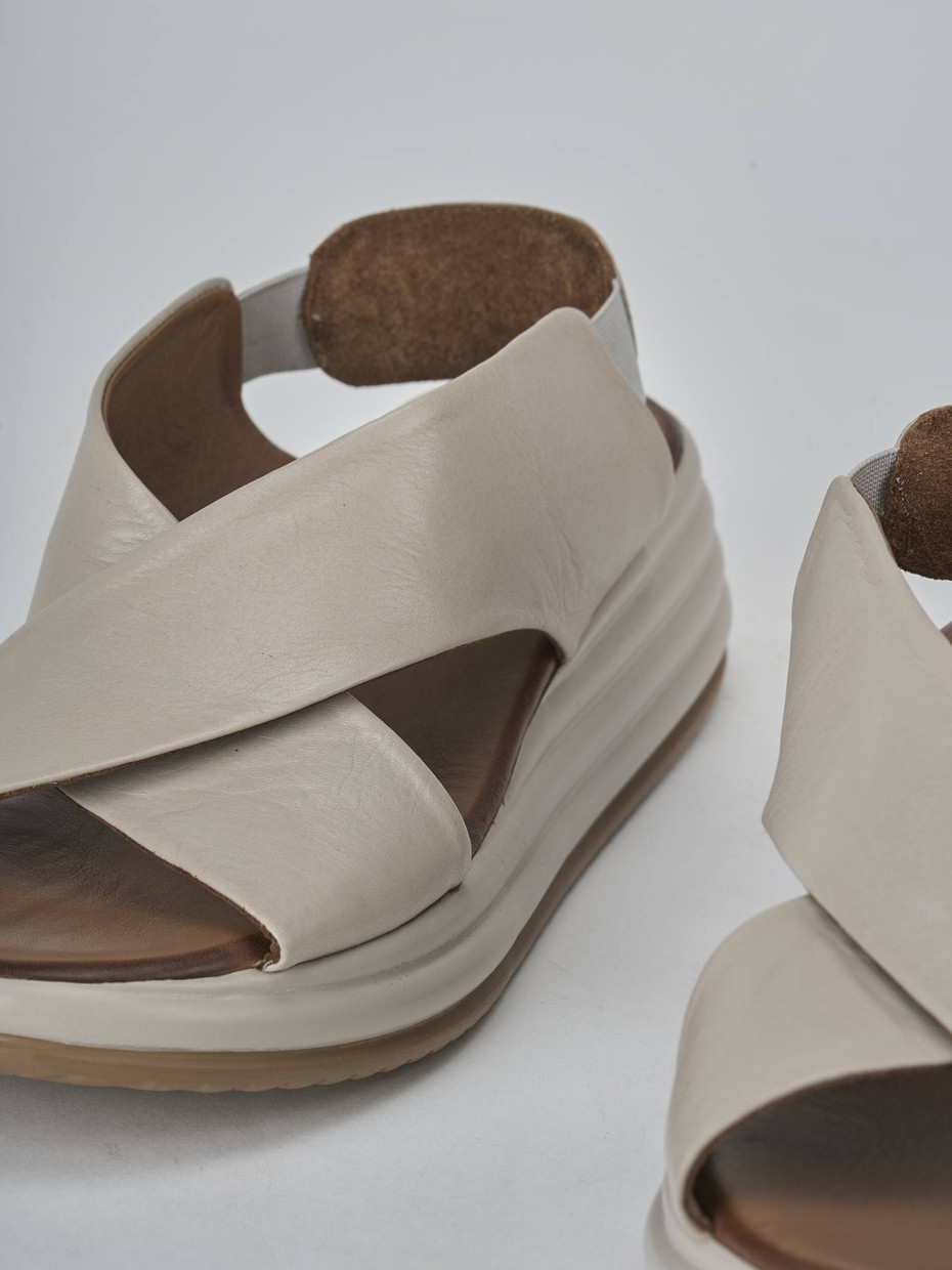 Sandali zeppa tacco 6cm pelle grigio