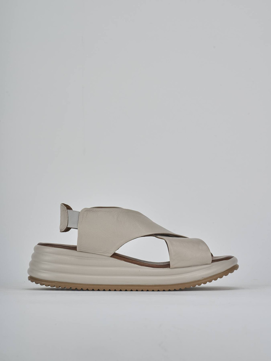 Sandali zeppa tacco 6cm pelle grigio