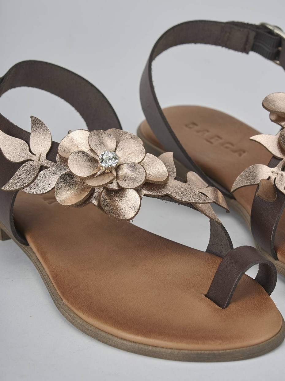 Sandali tacco 1cm pelle rame