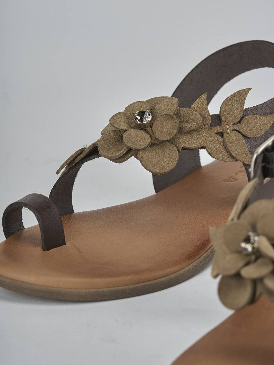 Sandali tacco 1cm pelle beige