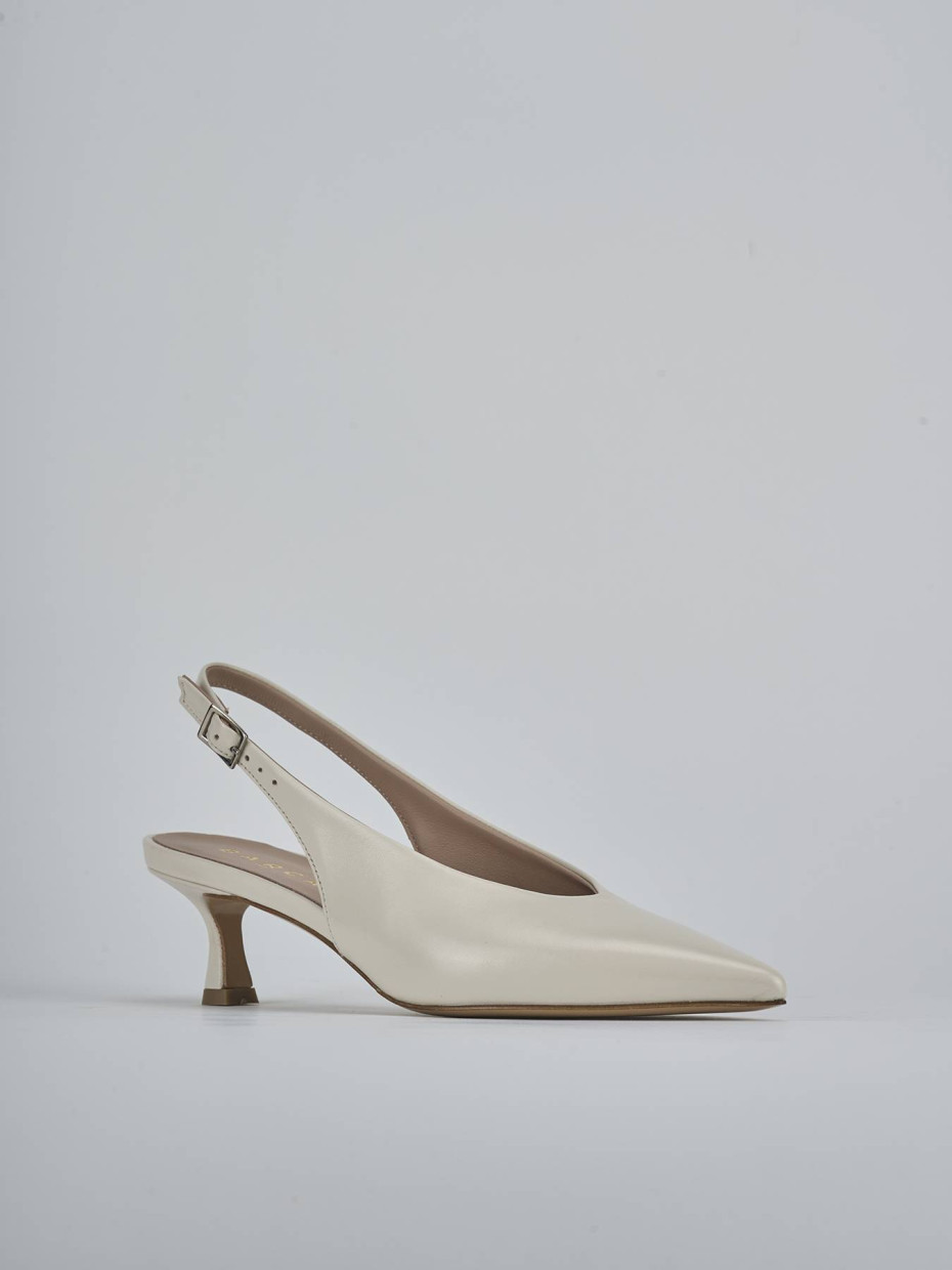 Décolleté e slingback tacco 5cm pelle beige