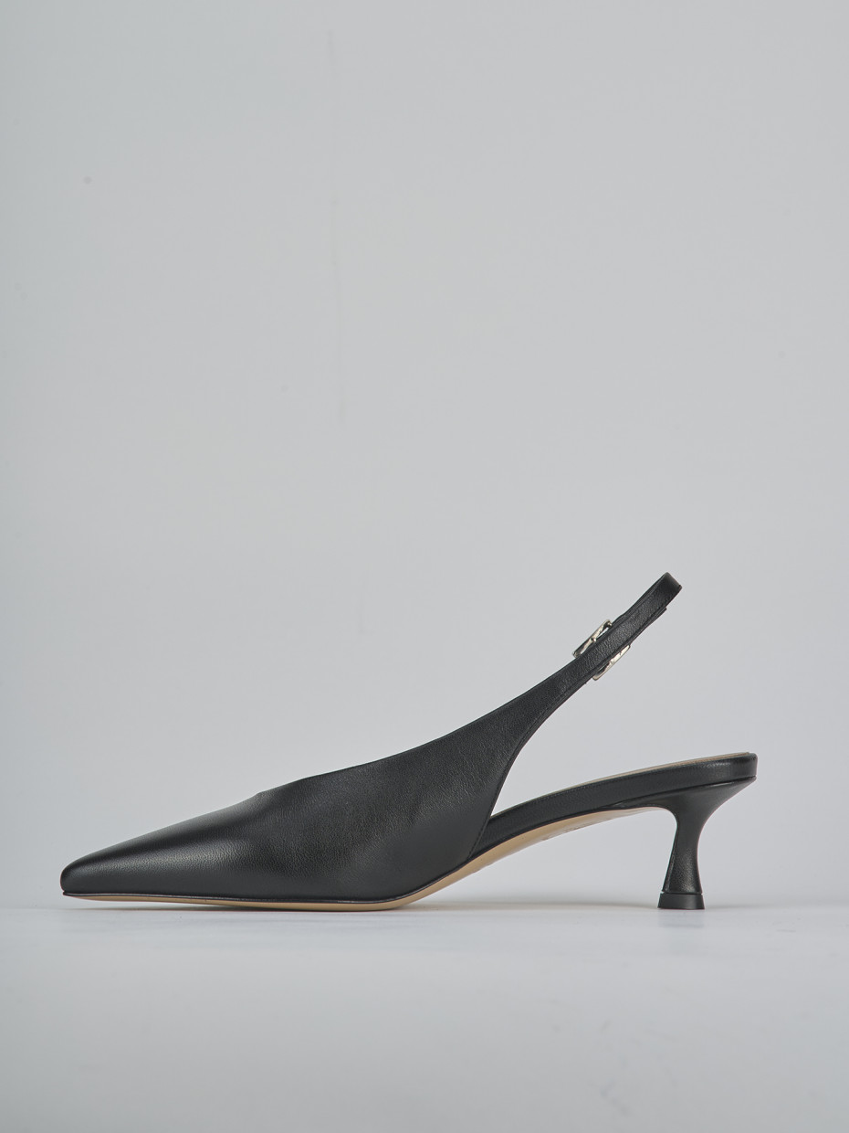 Décolleté e slingback tacco 5cm pelle nero