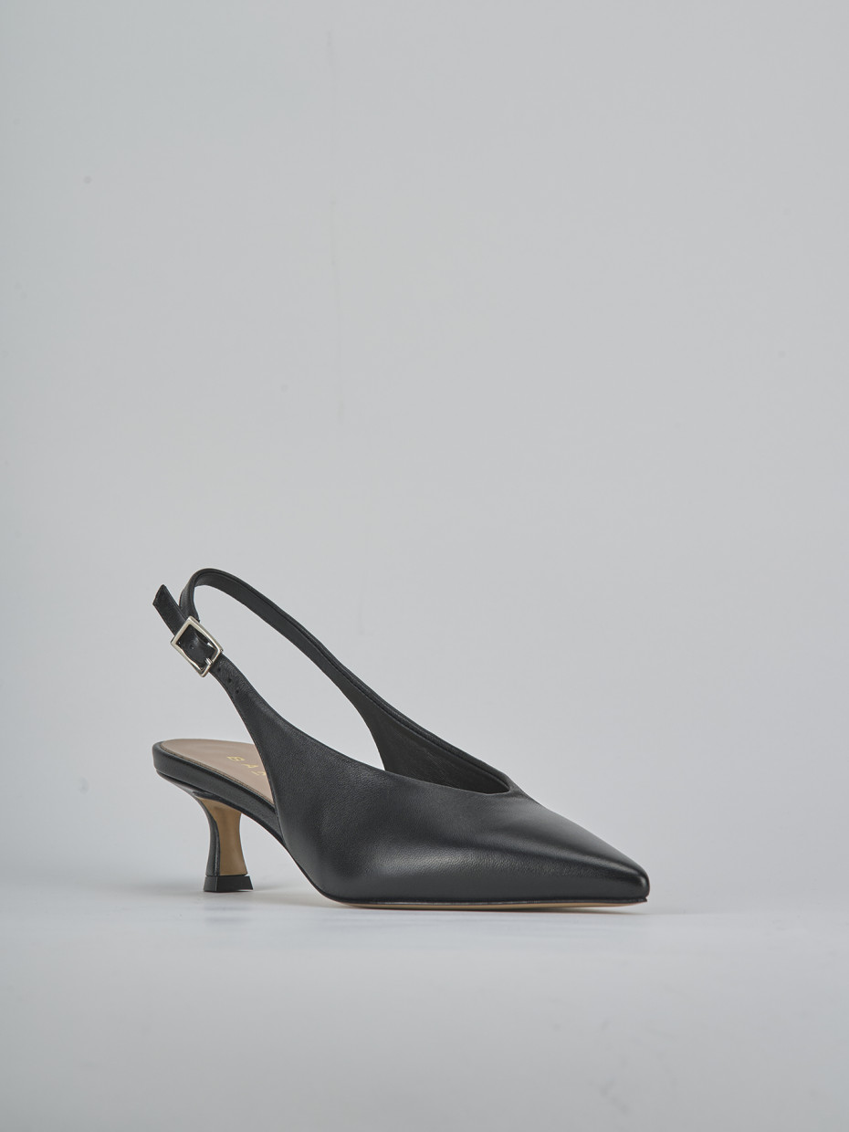 Décolleté e slingback tacco 5cm pelle nero