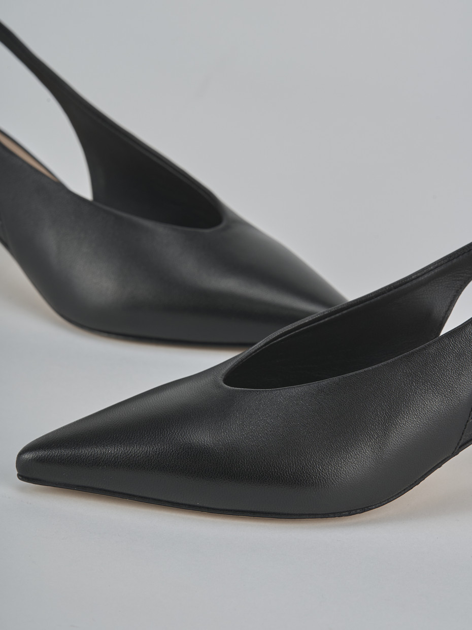 Décolleté e slingback tacco 5cm pelle nero