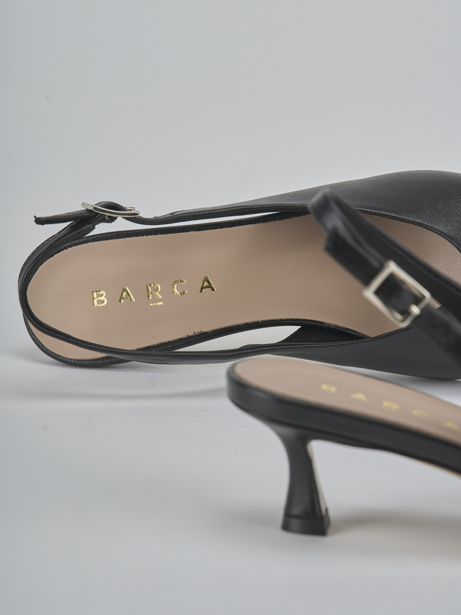 Décolleté e slingback tacco 5cm pelle nero