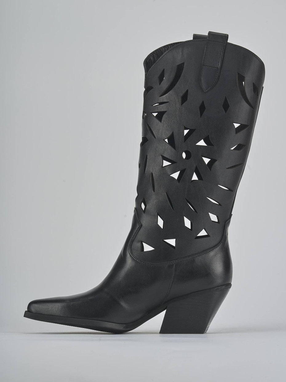 Stivali tacco 6cm pelle nero