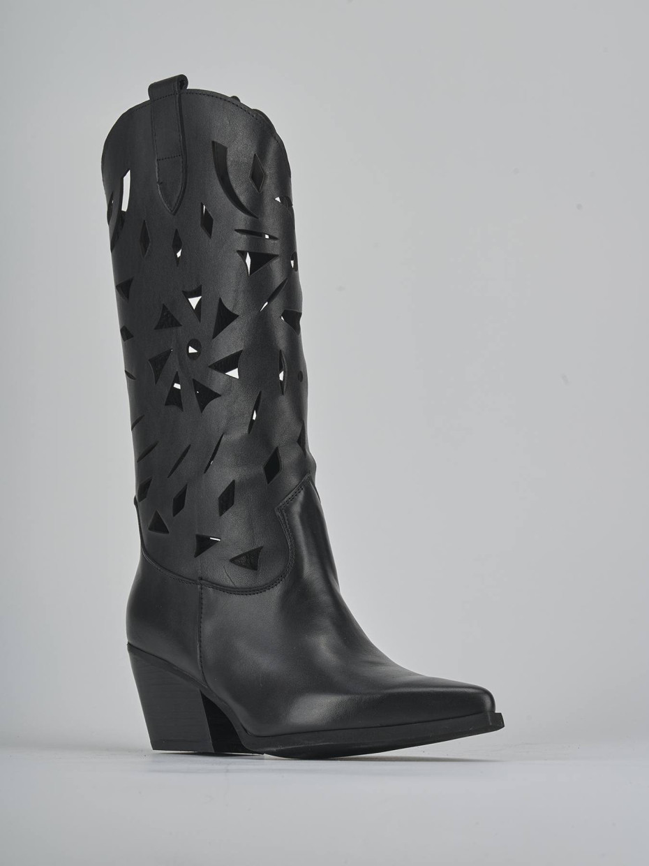 Stivali tacco 6cm pelle nero