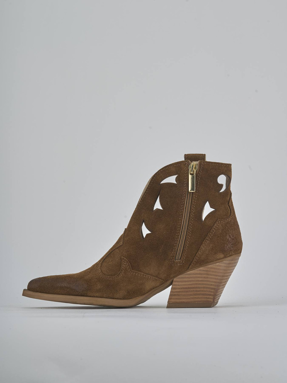 Stivaletti tacco 6cm camoscio marrone