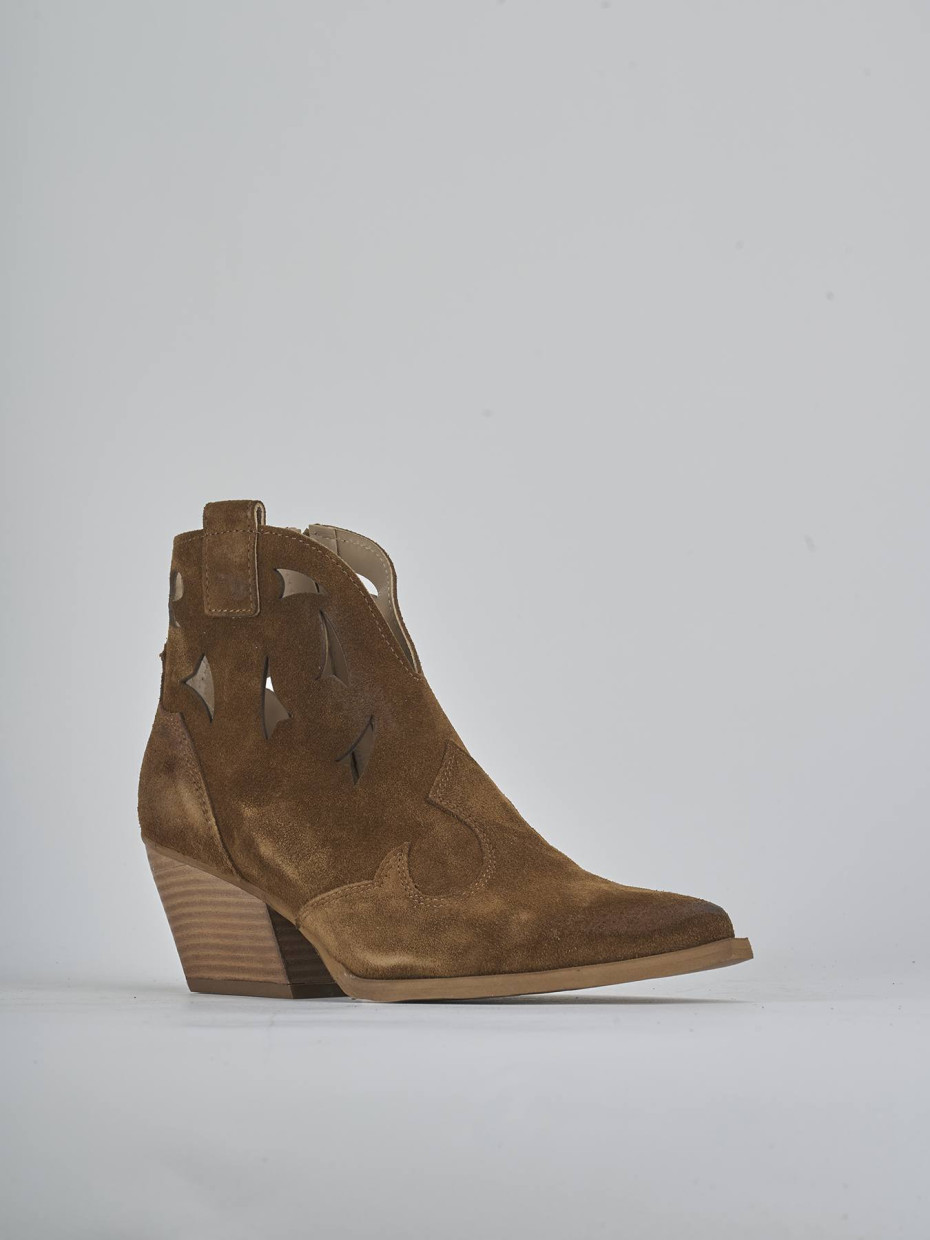 Stivaletti tacco 6cm camoscio marrone
