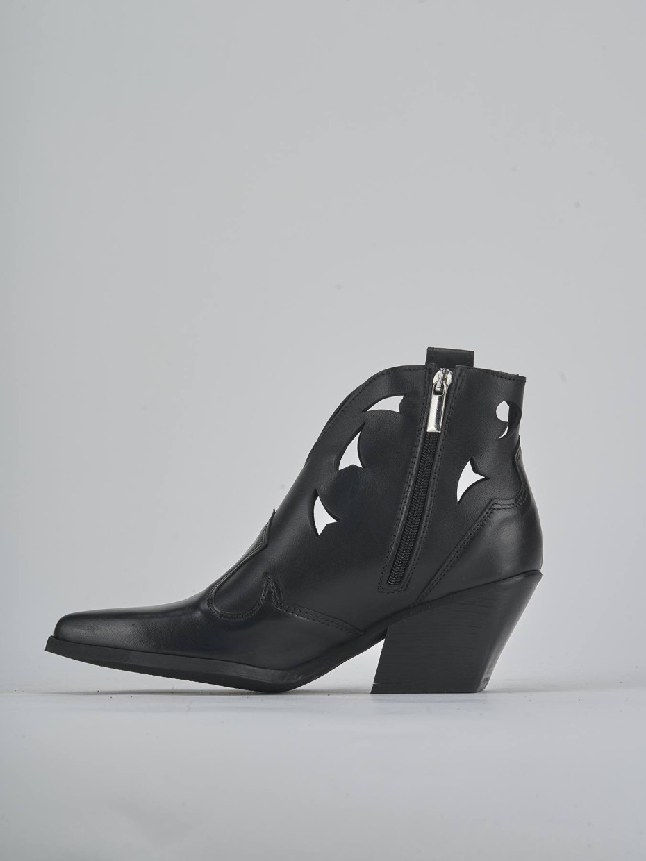 Stivaletti tacco 6cm pelle nero
