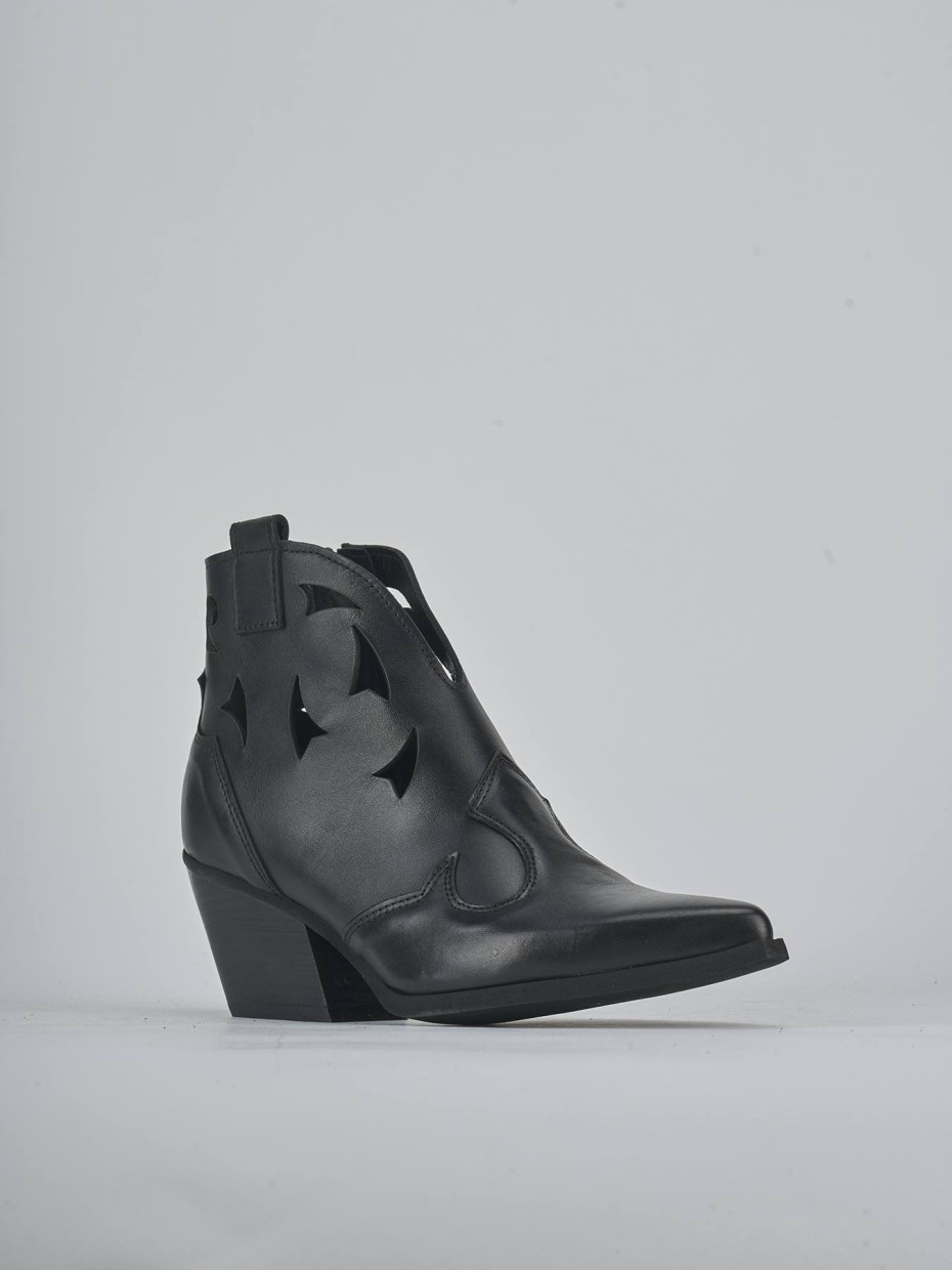 Stivaletti tacco 6cm pelle nero