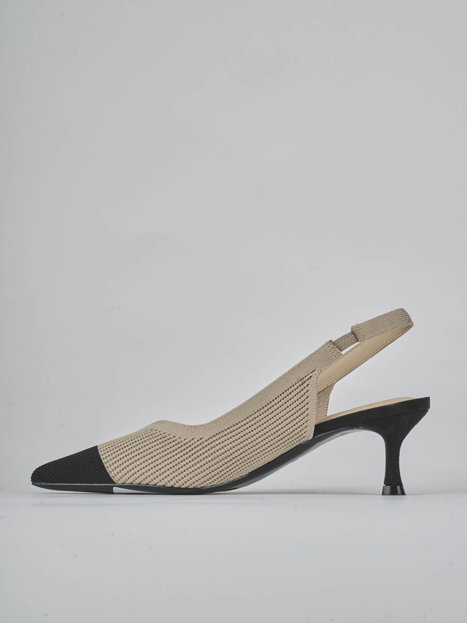 Décolleté e slingback tacco 5cm pelle beige
