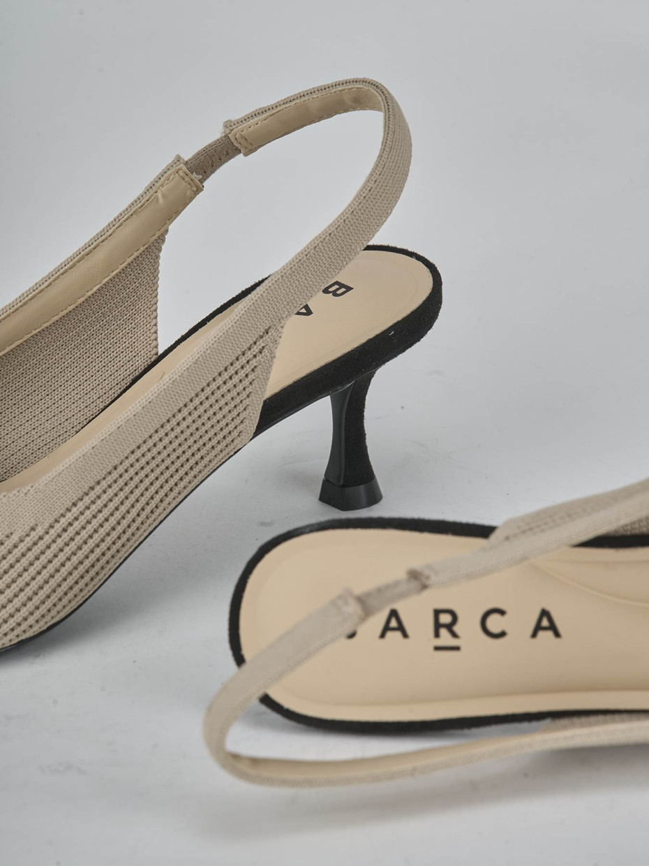 Décolleté e slingback tacco 5cm pelle beige