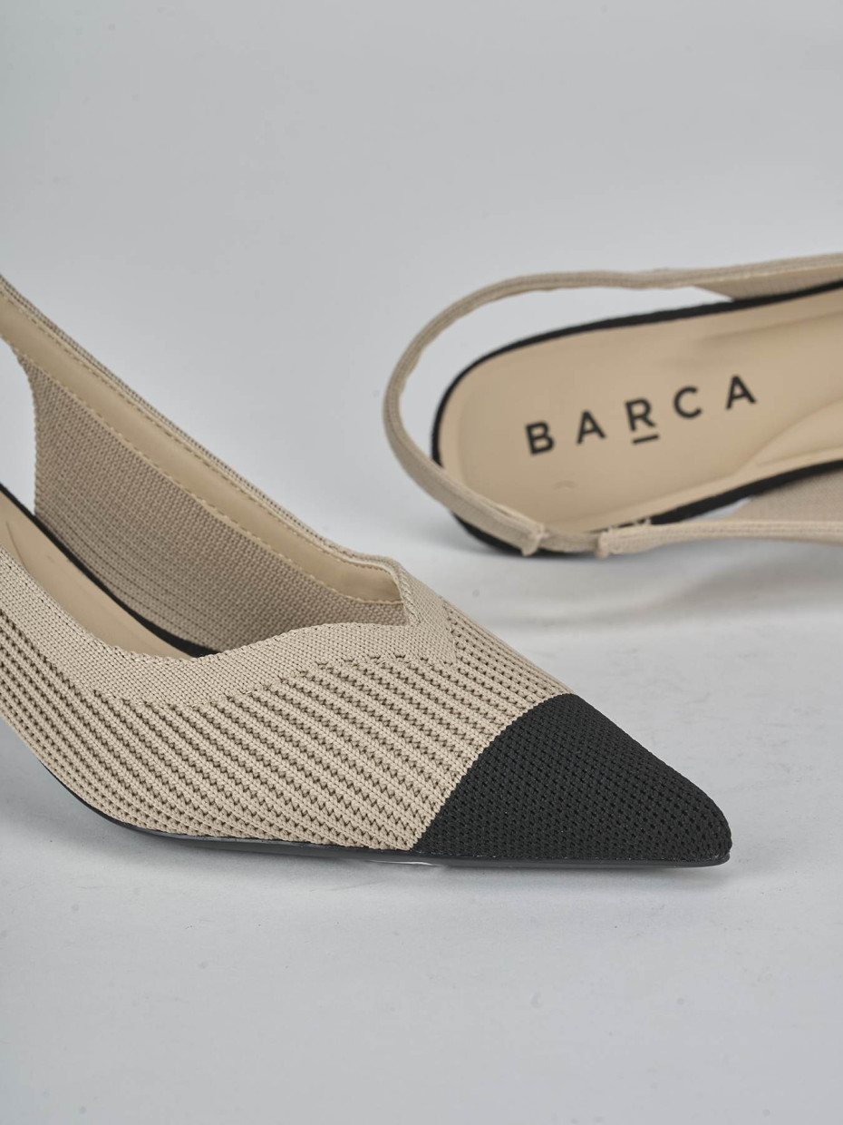 Décolleté e slingback tacco 5cm pelle beige