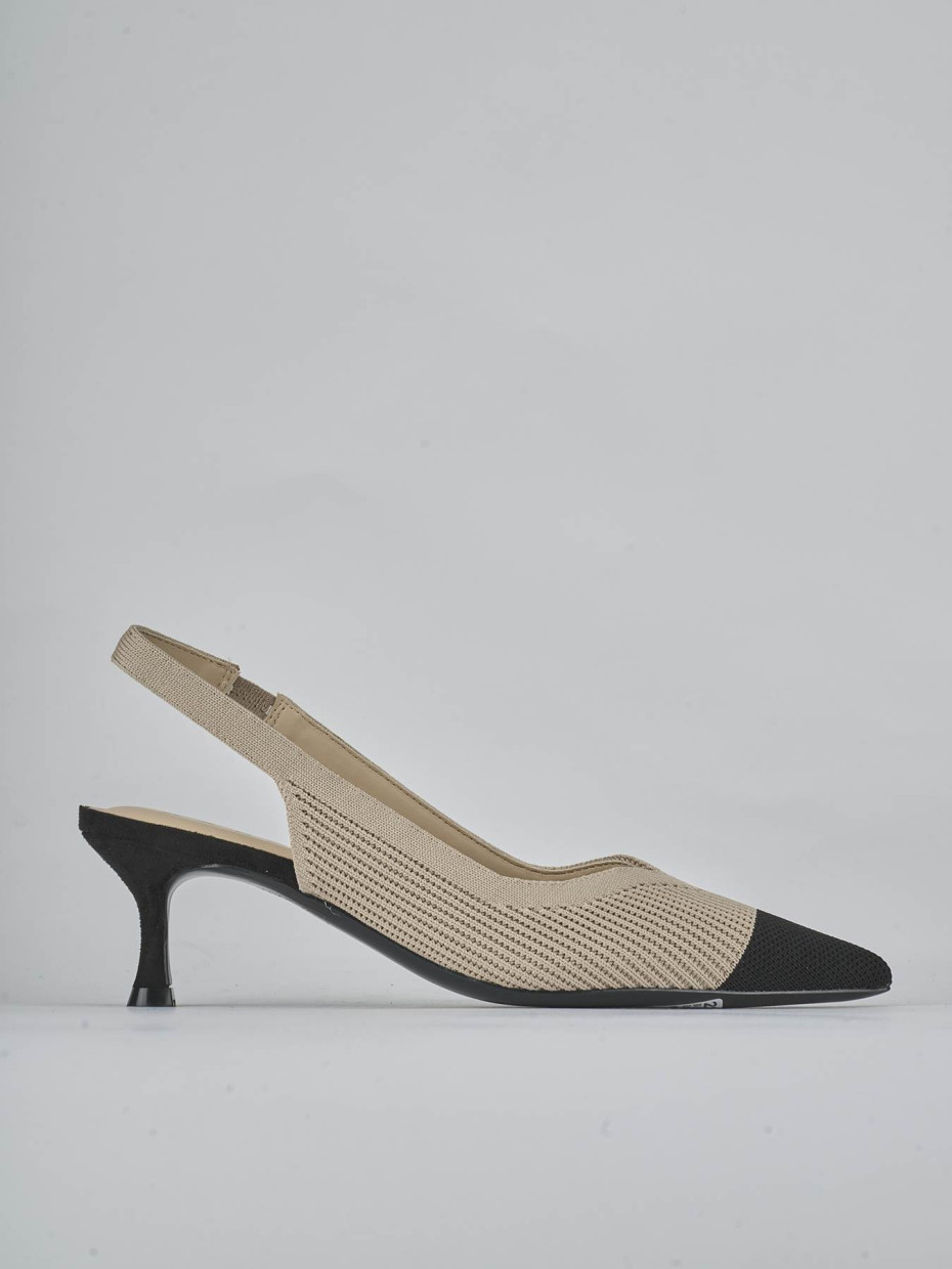 Décolleté e slingback tacco 5cm pelle beige