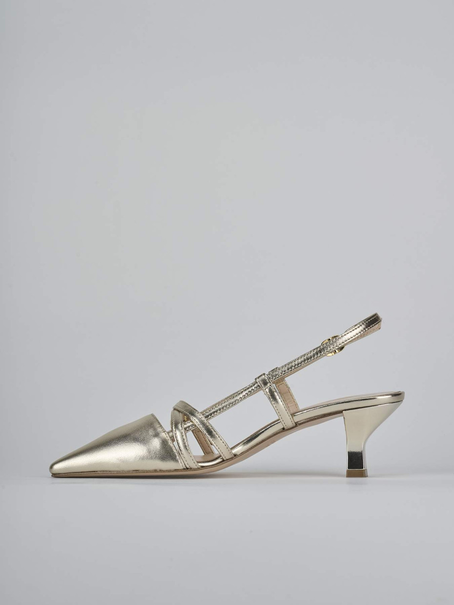 Décolleté e slingback tacco 6cm laminato oro