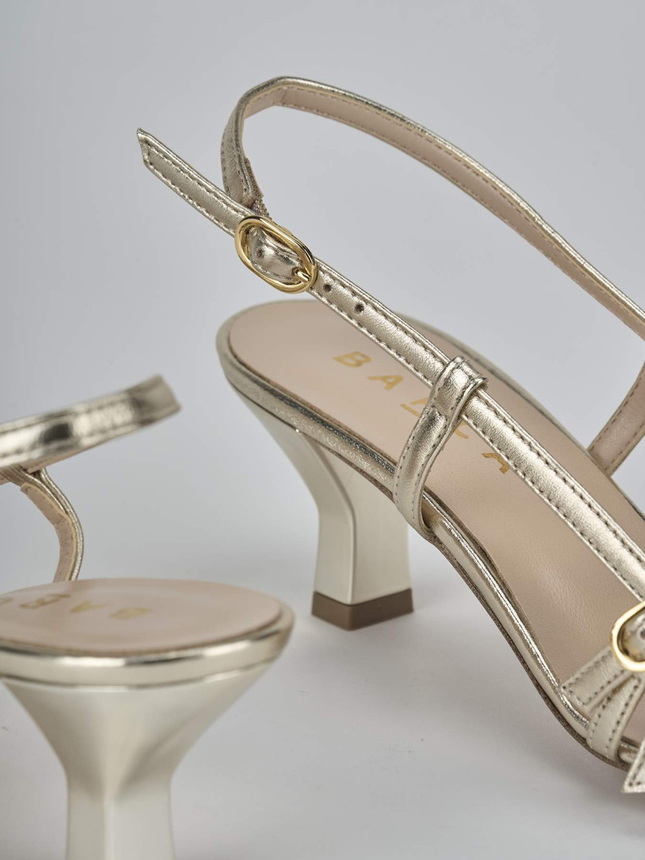 Décolleté e slingback tacco 6cm laminato oro