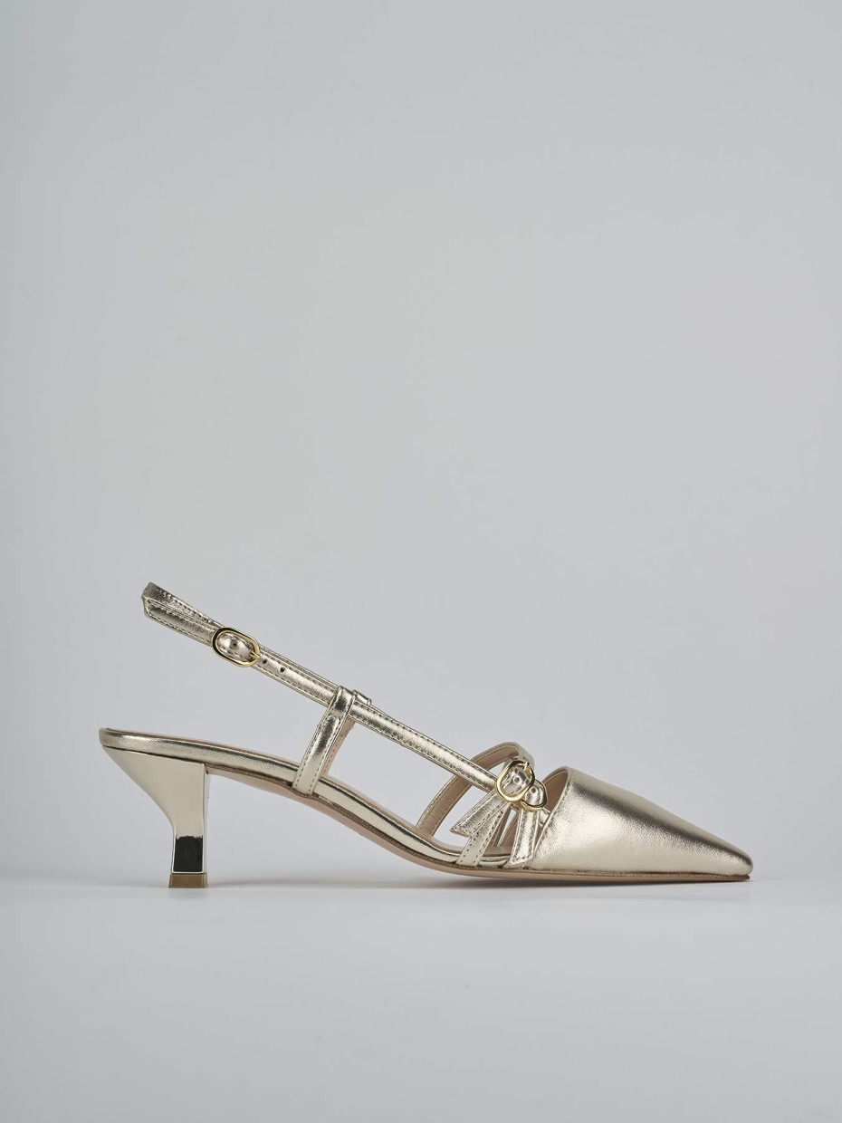 Décolleté e slingback tacco 6cm laminato oro