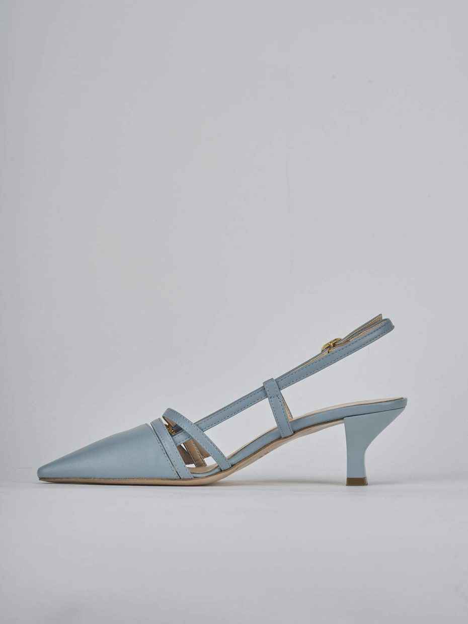 Décolleté e slingback tacco 6cm pelle azzurro