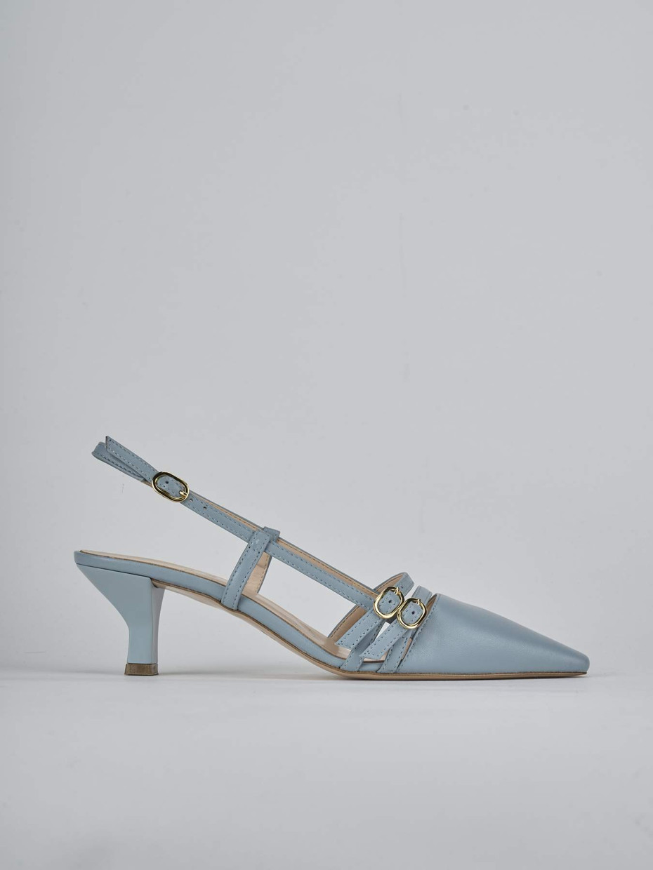 Décolleté e slingback tacco 6cm pelle azzurro