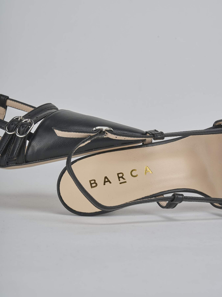 Décolleté e slingback tacco 6cm pelle nero