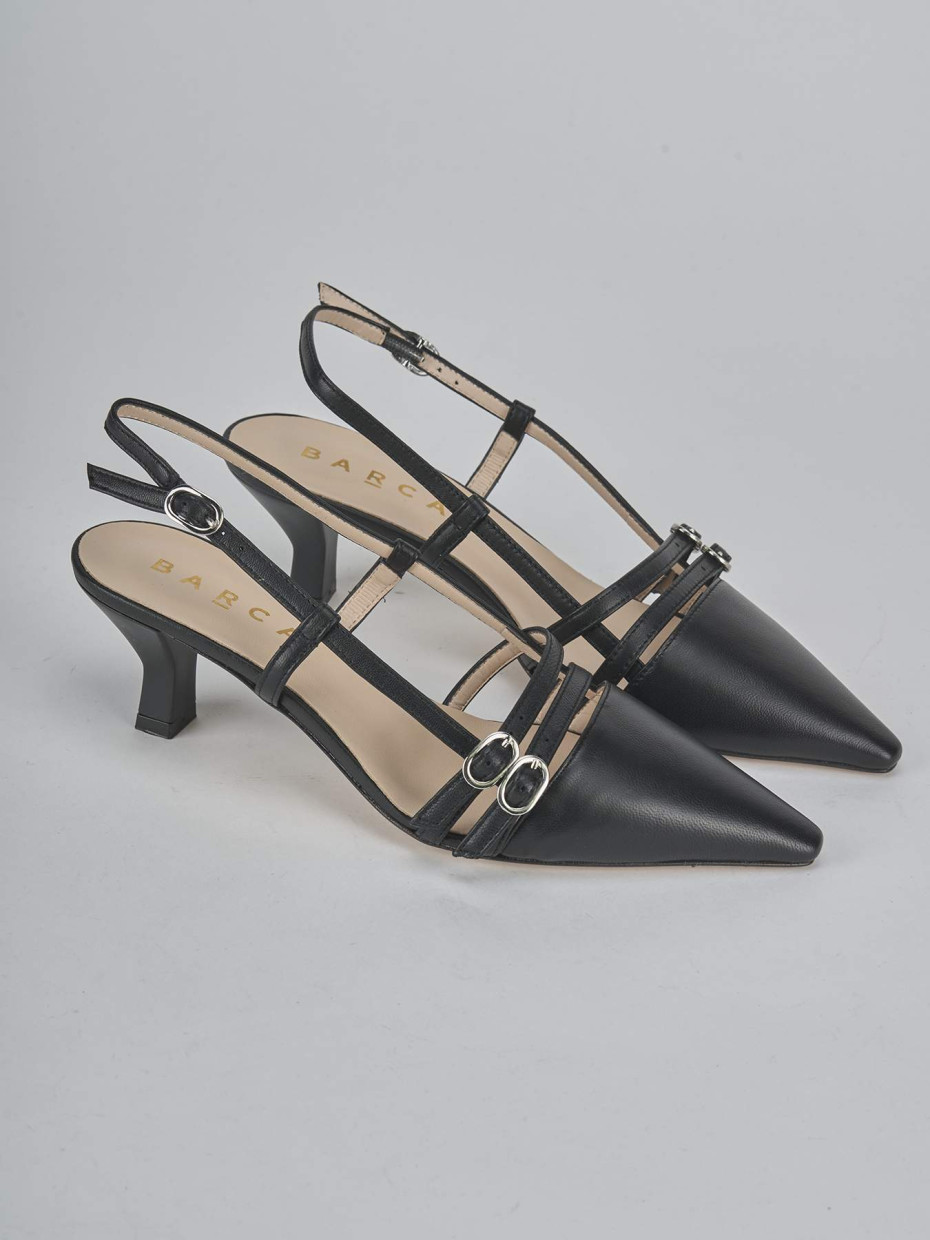 Décolleté e slingback tacco 6cm pelle nero