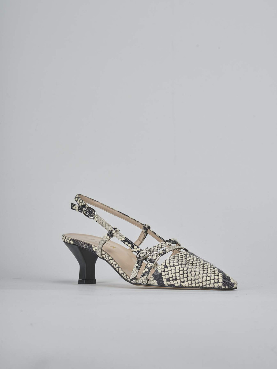 Décolleté e slingback tacco 6cm pitone beige