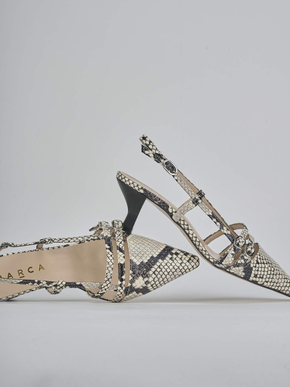 Décolleté e slingback tacco 6cm pitone beige