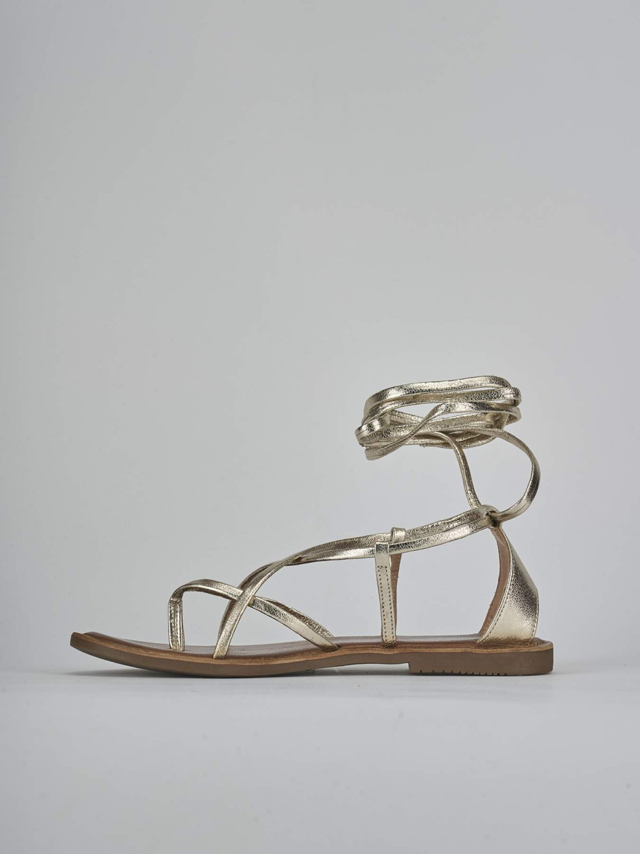 Sandali tacco 1cm pelle oro