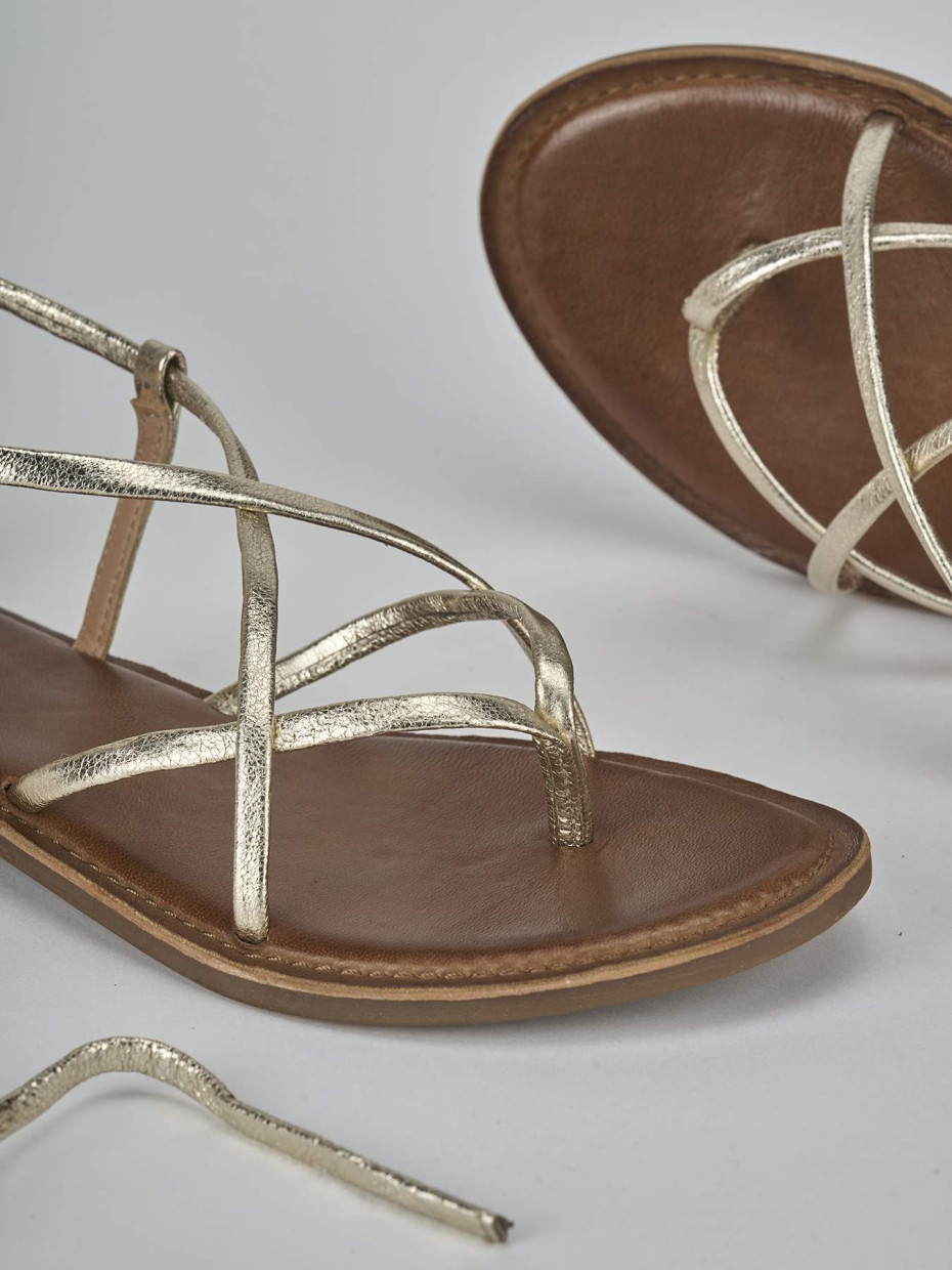 Sandali tacco 1cm pelle oro
