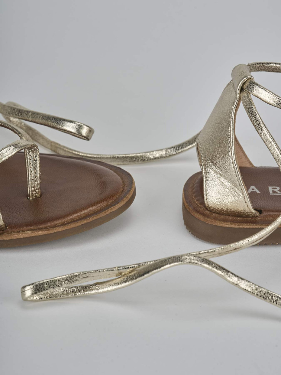 Sandali tacco 1cm pelle oro