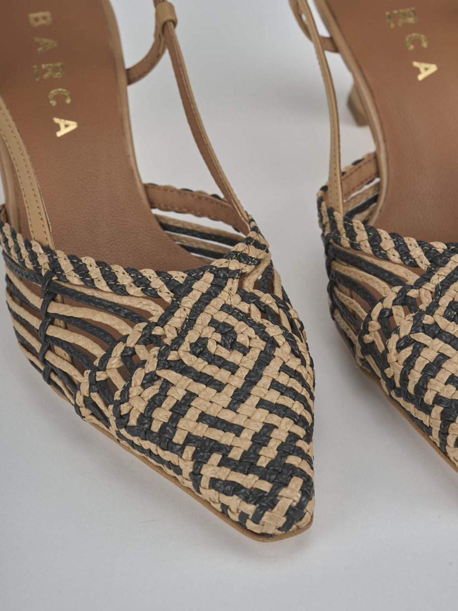 Décolleté e slingback tacco 5cm pelle beige