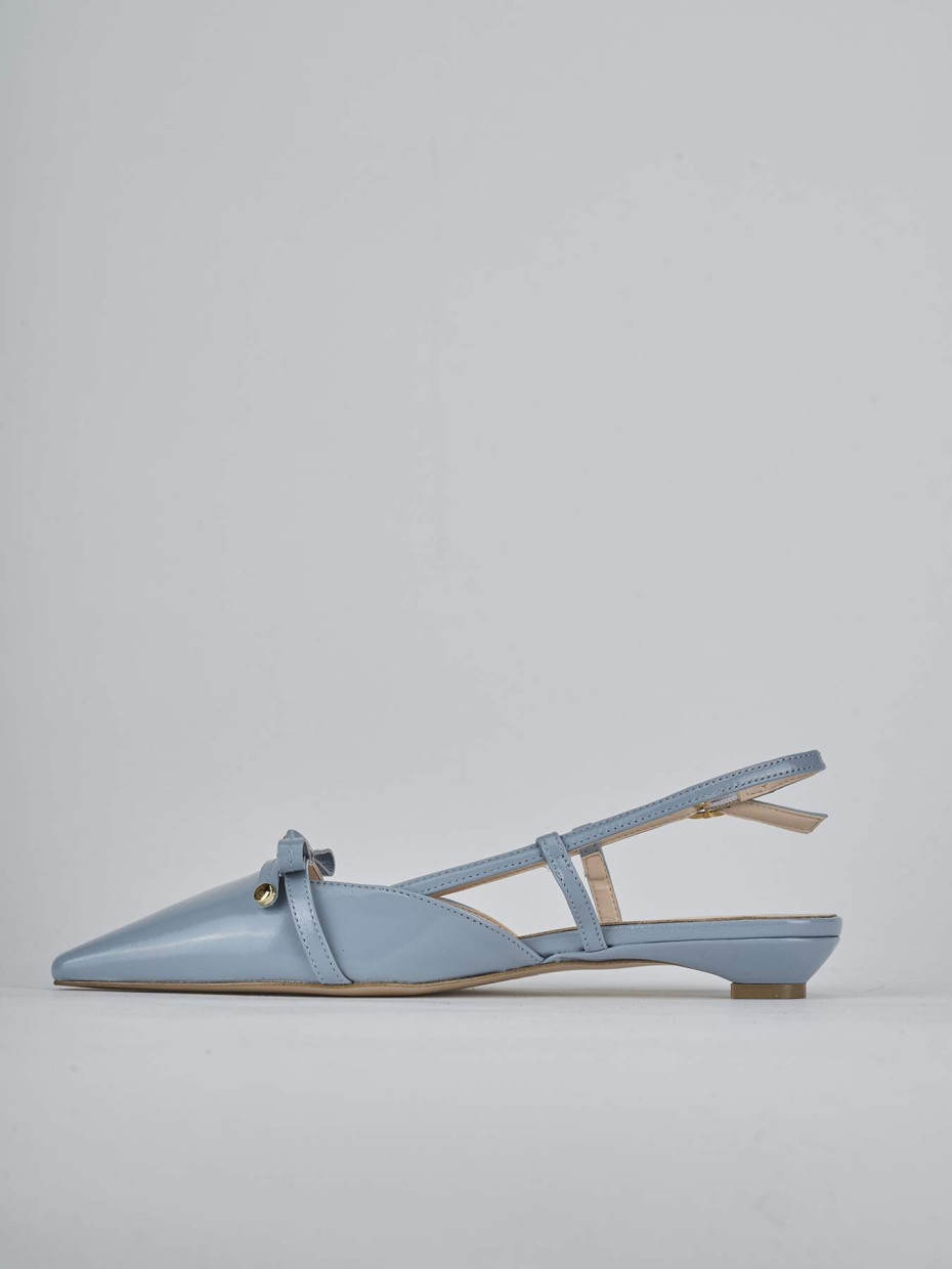 Ballerine tacco 2cm vernice azzurro